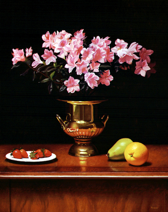  Kirk Richards, Azaleas In a Brass Planter